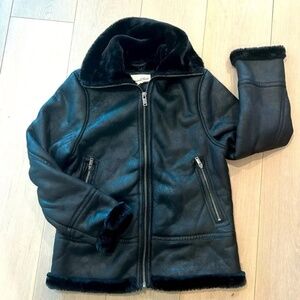 Universal Thread Black Shearling-Trim Faux Leather Jacket